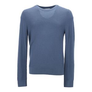 Sandro Crewneck Knit Sweater in Blue Cotton
